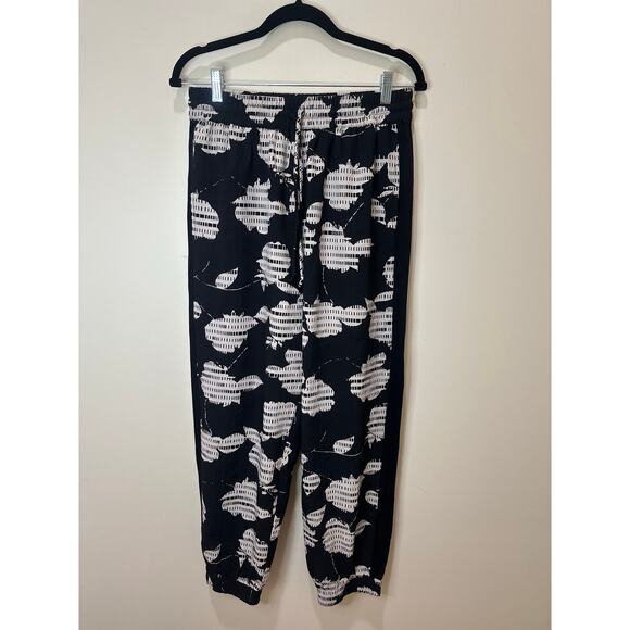 Anthropologie The Odells Sz L Black Printed Jogger Pants Womens Pull On Pants - Picture 2 of 8